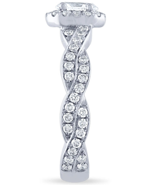 14k White Gold Diamond Halo Engagement Ring Size 7 J166