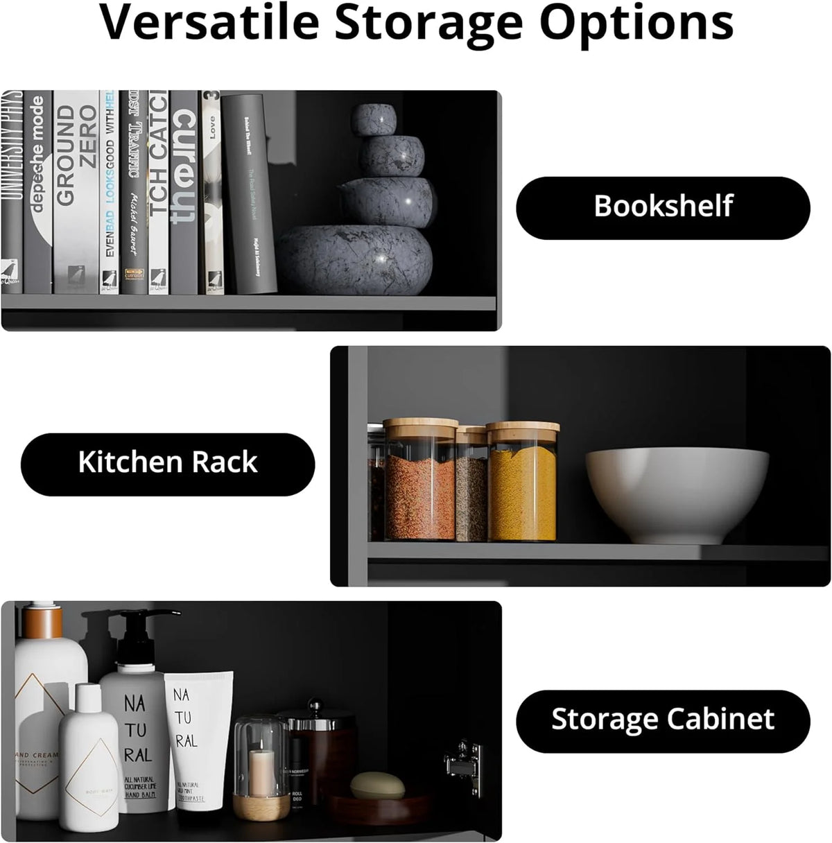 Black Wood Pantry Cabinets I309