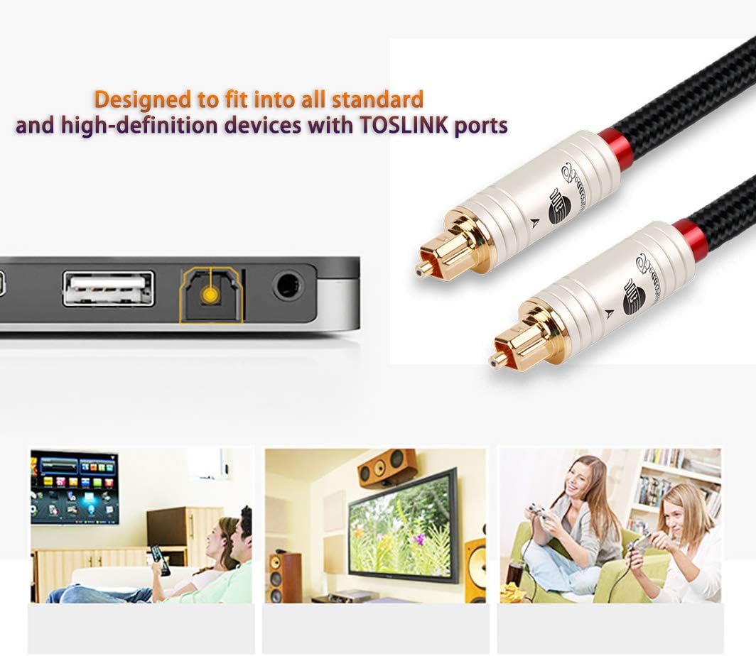 Fiber Optical Audio Cable Toslink Male to Male 6ft J989