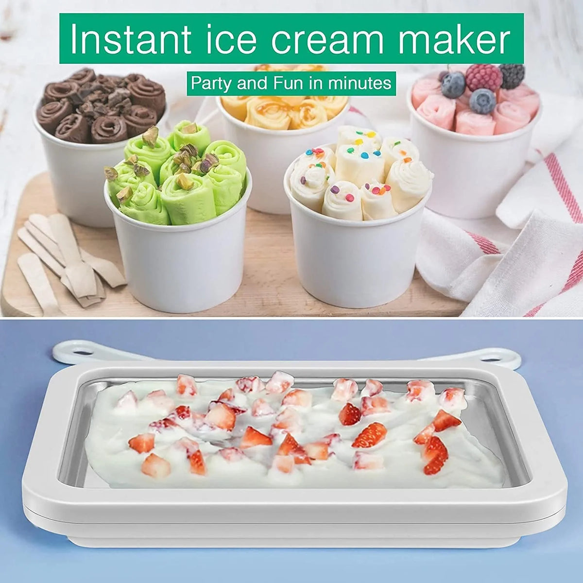 Ice Cream Roll Maker with 2 Spatulas S862650