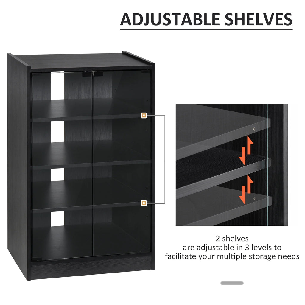 5-Tier Media Stand Cabinet with Adjustable Shelves & Tempered Glass E750587