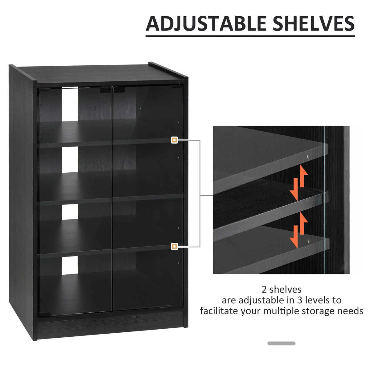 5-Tier Media Stand Cabinet with Adjustable Shelves & Tempered Glass E750587