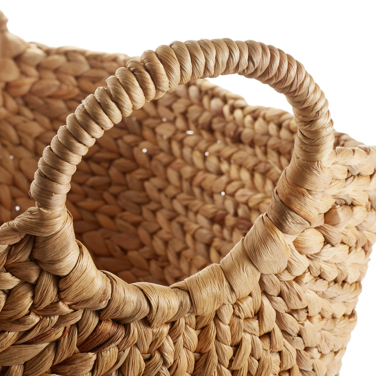 Large Woven Water Hyacinth Laundry Basket with Handles R207460