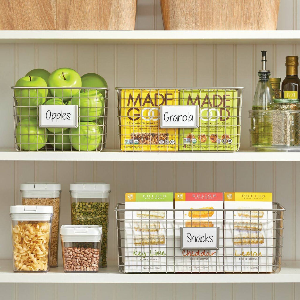 Metal Wire Food Organizer Storage Baskets with Label Slot P9604