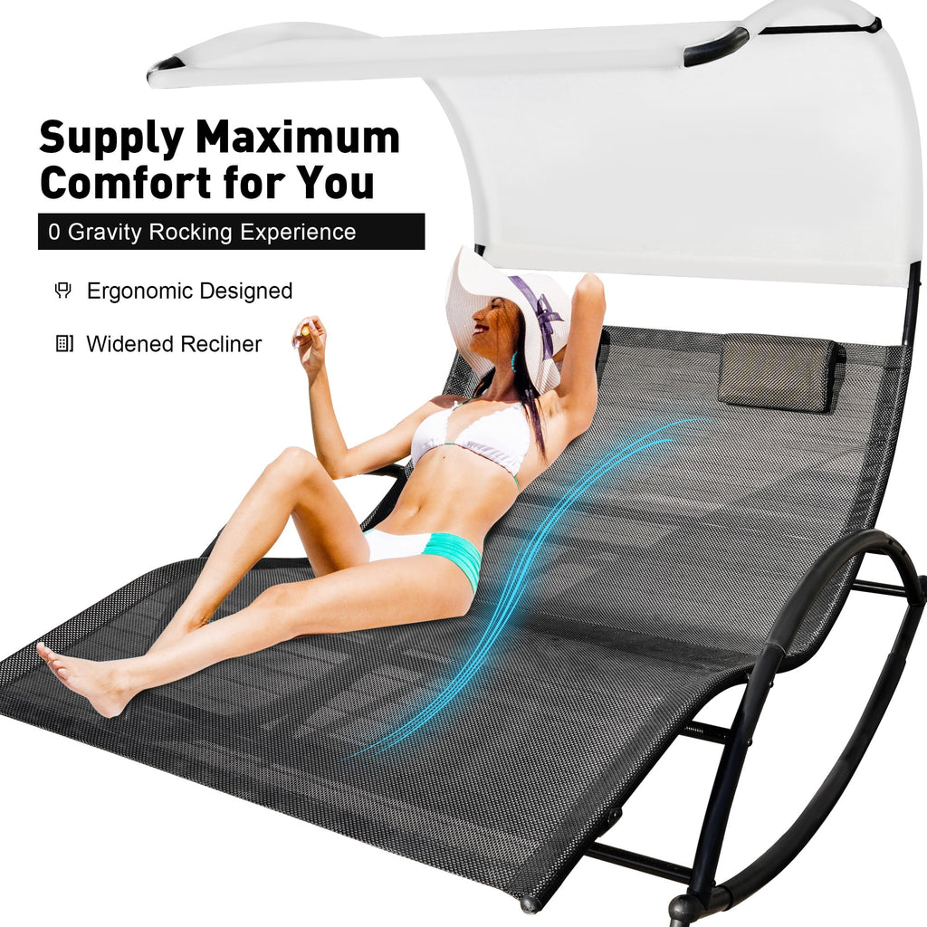 Double Chaise Lounge with Canopy and Pillows D50486