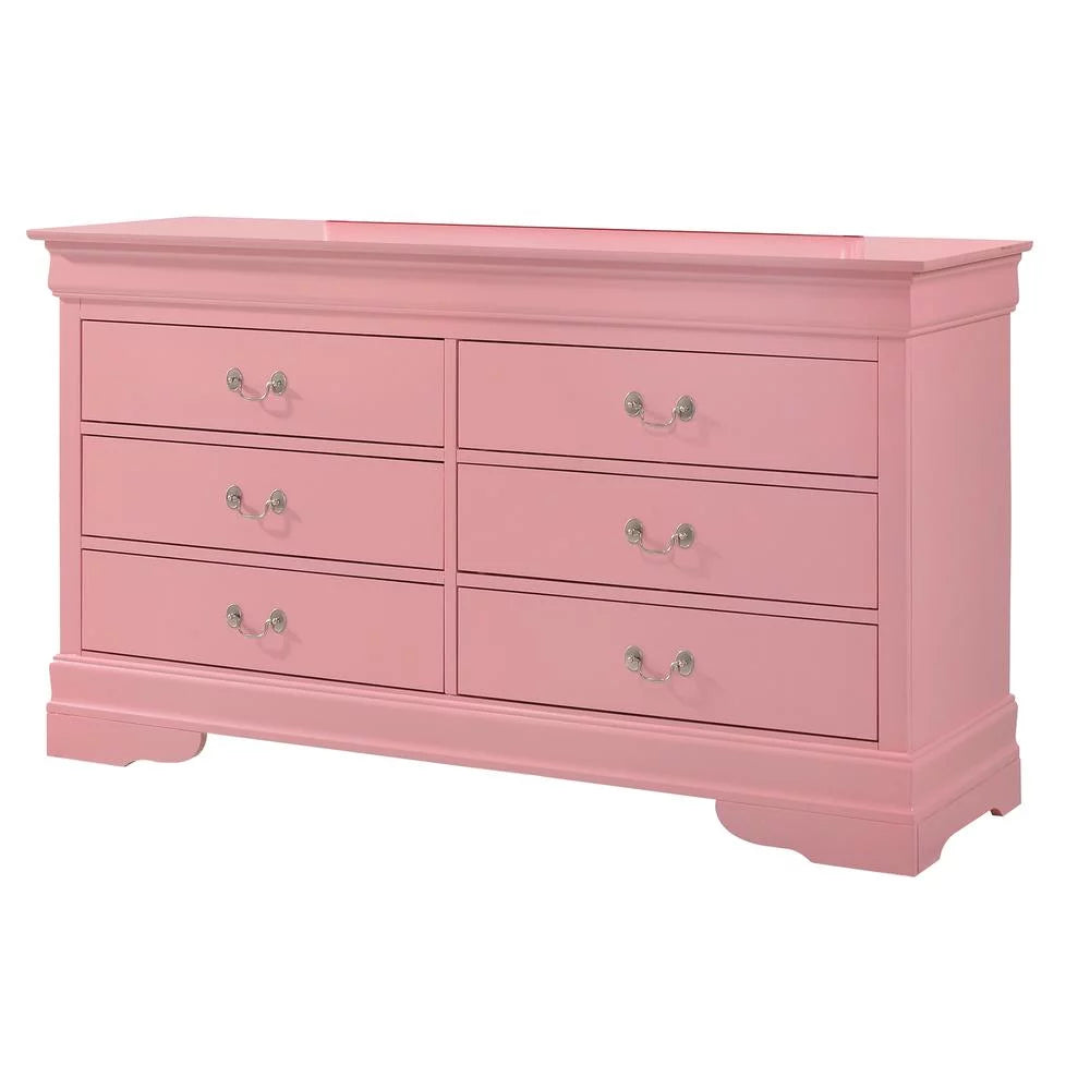 Pink 6 Drawer Double Dresser U13685