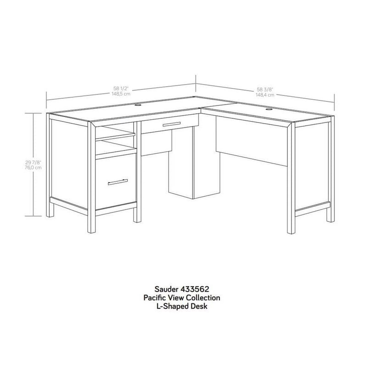 L-Shaped Engineered Wood Home Office Desk in Prime Oak I766448