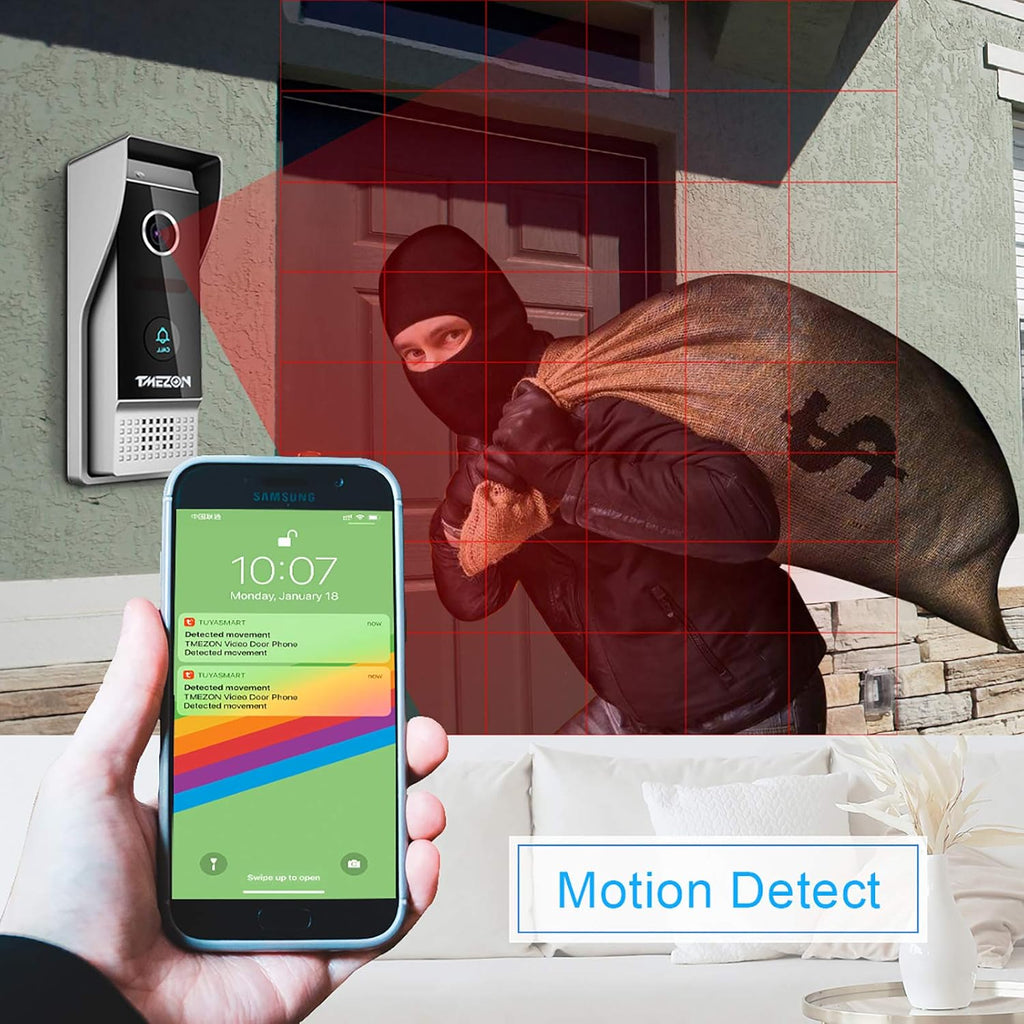 Wireless WIFI Video Door Phone IP Doorbell Intercom System with Camera 7 Inch 1x1080P Wired Camera Night Vision N49596