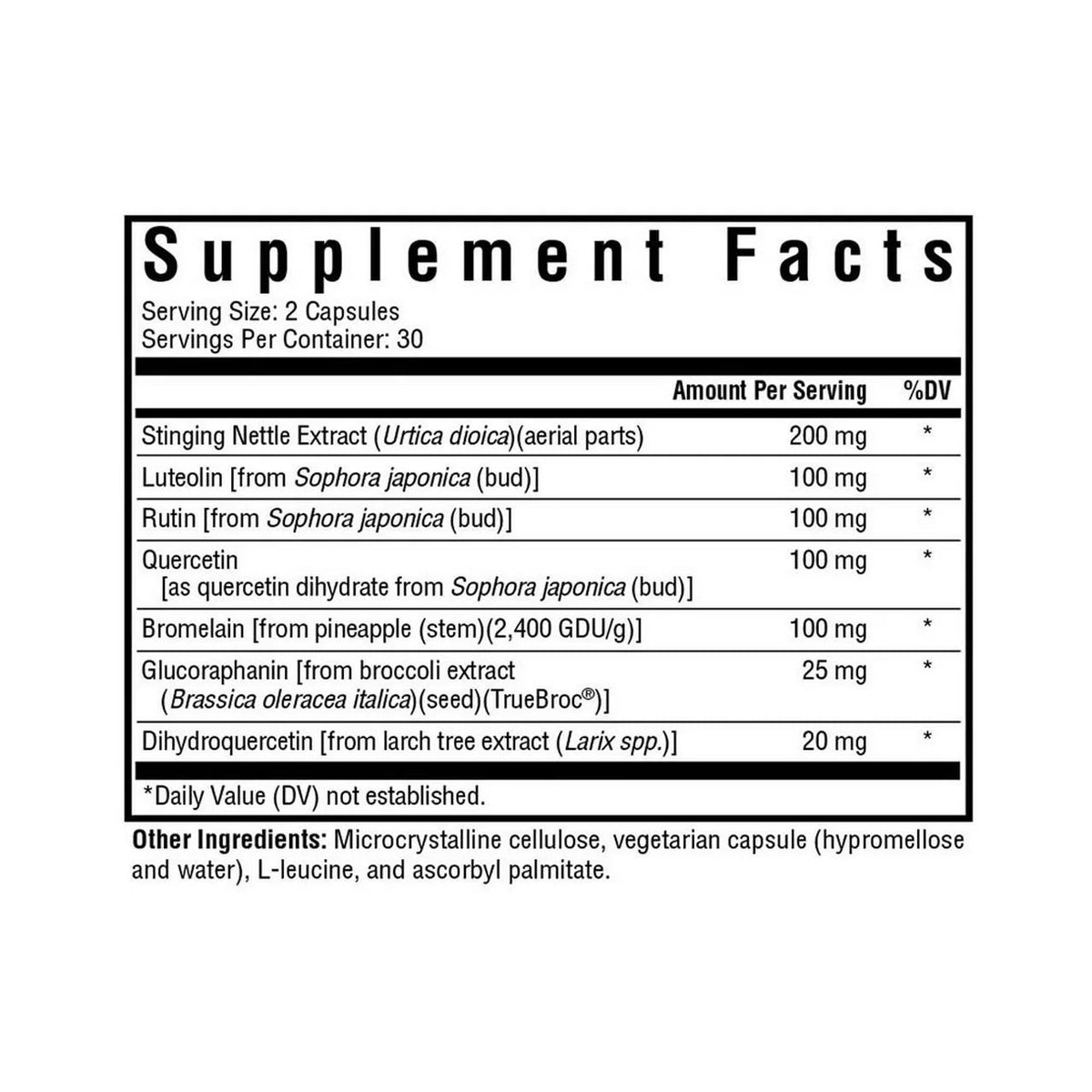 Histamine Support with Bioflavonoids, Nettle, Quercetin, Rutin, Bromelain, 60 Capsules B69337