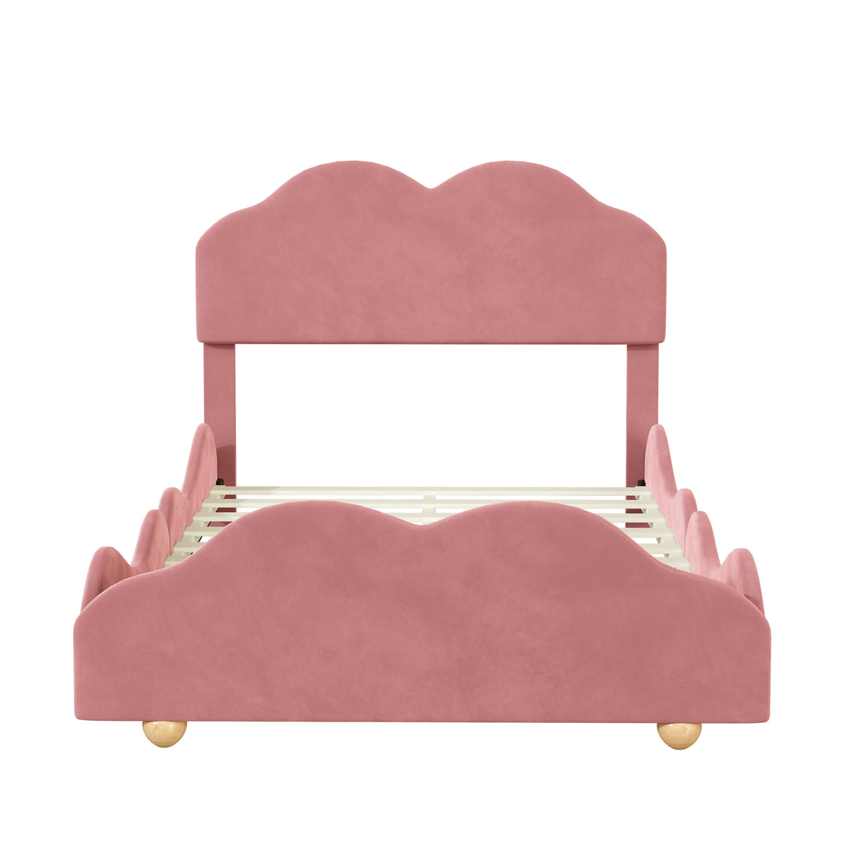 Dark Pink Upholstered Full Size Platform Bed Frame with Headboard D79305