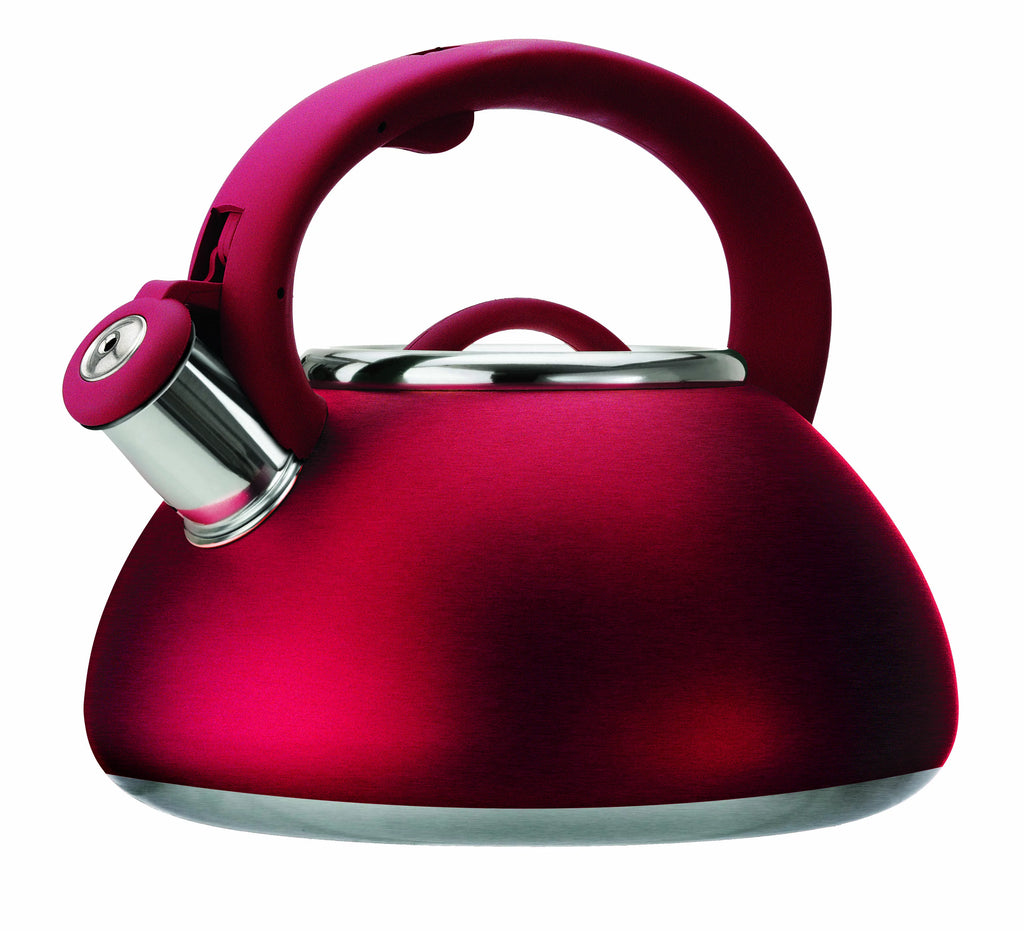 Stainless Steel Whistling Kettle, 2.5 Quarts, Matte Red F293