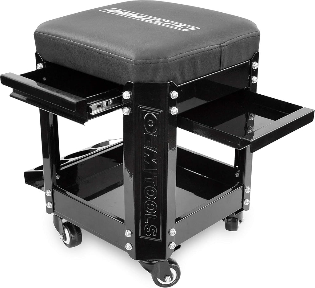 Green Rolling Workshop Mechanics Creeper Seat with 2 Tool Storage Drawers A790730