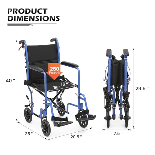 Lightweight 16 Inch Seat Wheelchair with Locking Hand Brakes K413457