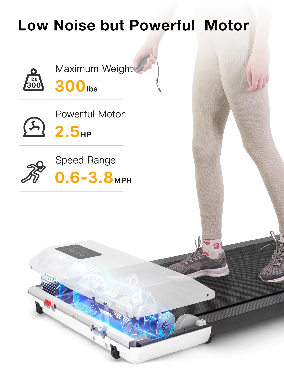 2.5Hp Walking Pad Under Desk Treadmill with Remote Control and LED Display H530