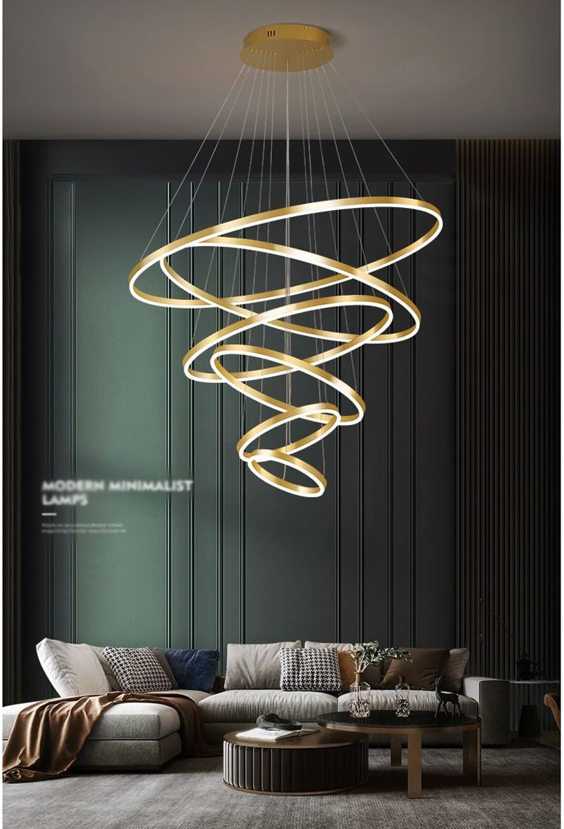 6 Rings Gold LED Chandelier with Remote Control Q655935