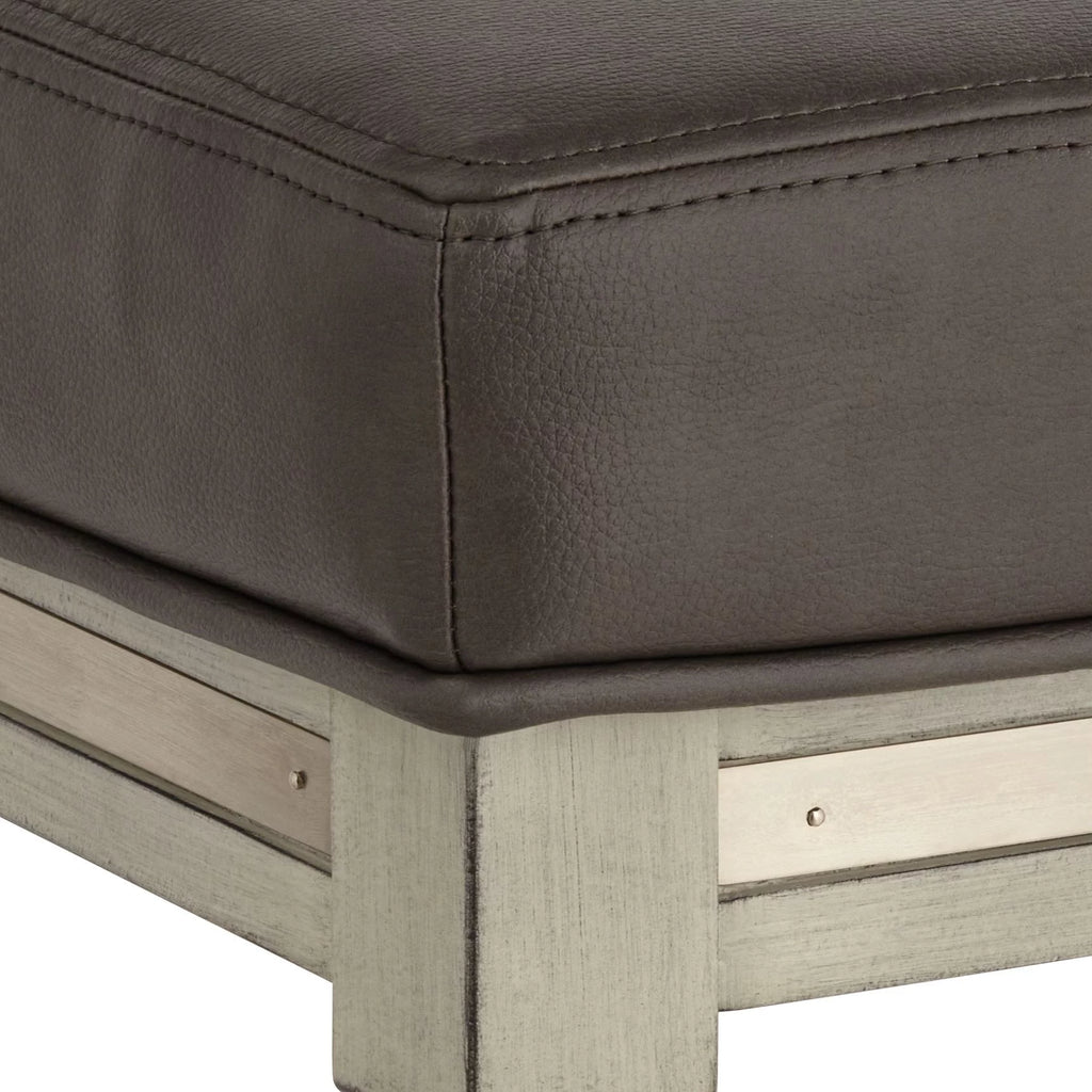Wood Bar Stool Gray Faux Leather Footrest F2300