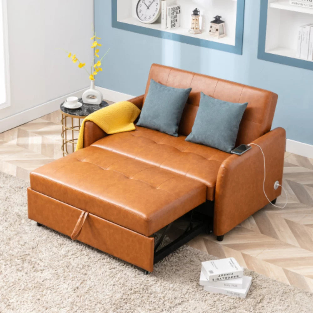 51" Convertible Sleeper Bed, Adjustable Oversized Armchair with Dual USB Ports G307