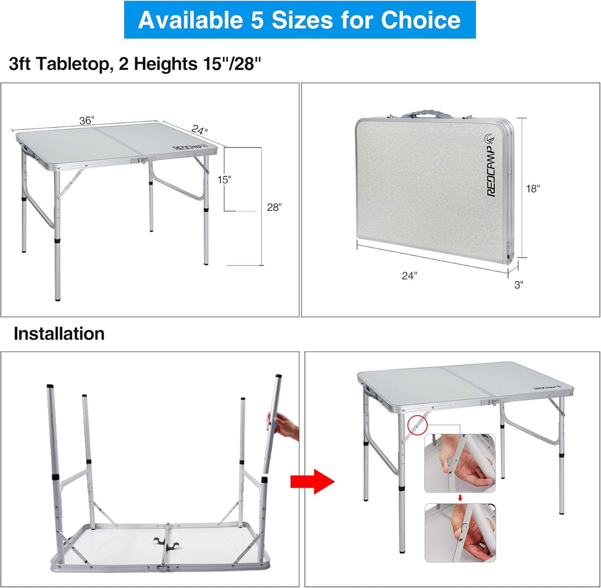 Small Folding Camping Table, 2ft Portable Aluminum Outdoor Table V185934