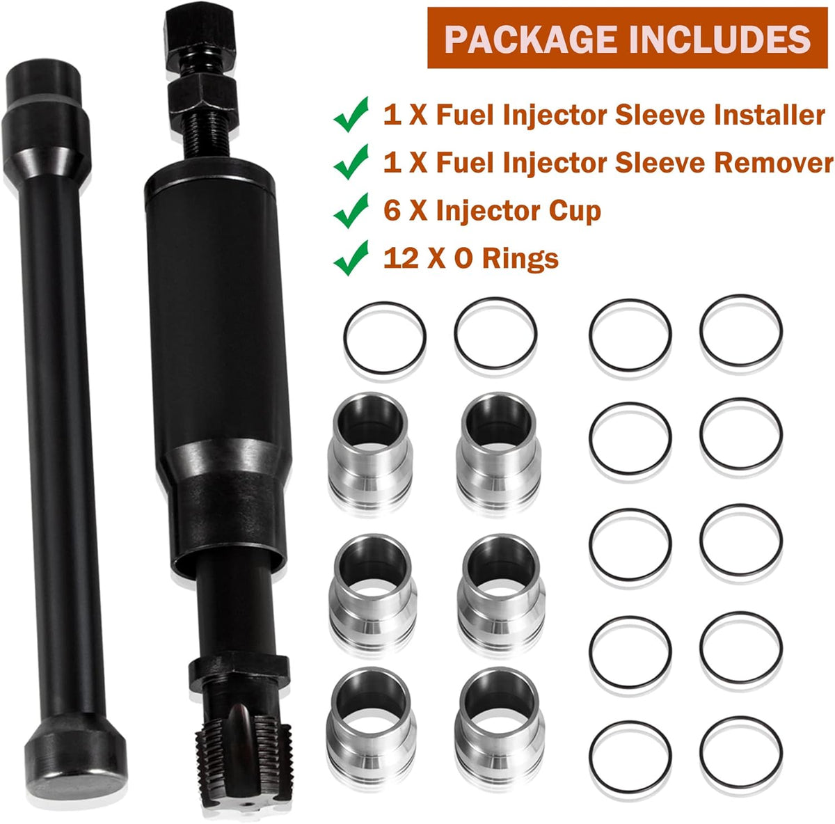 Injector Sleeve Cup Removal Installation Tool with Parts Kit for CAT 3126 C7 C9 HUEI Injectors S835