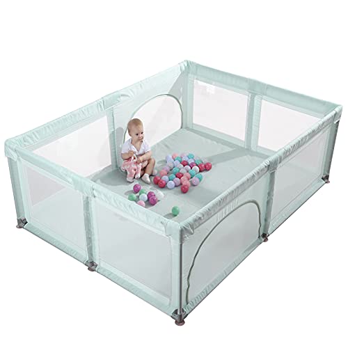 Extra Large Play Yard with Window Gates (79x59x27 Inches, Grey) Y5763