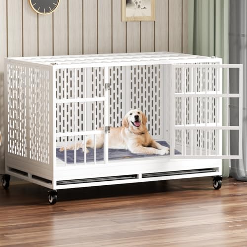 Heavy Duty Metal Dog Crate with Wheels and Removable Tray F2032