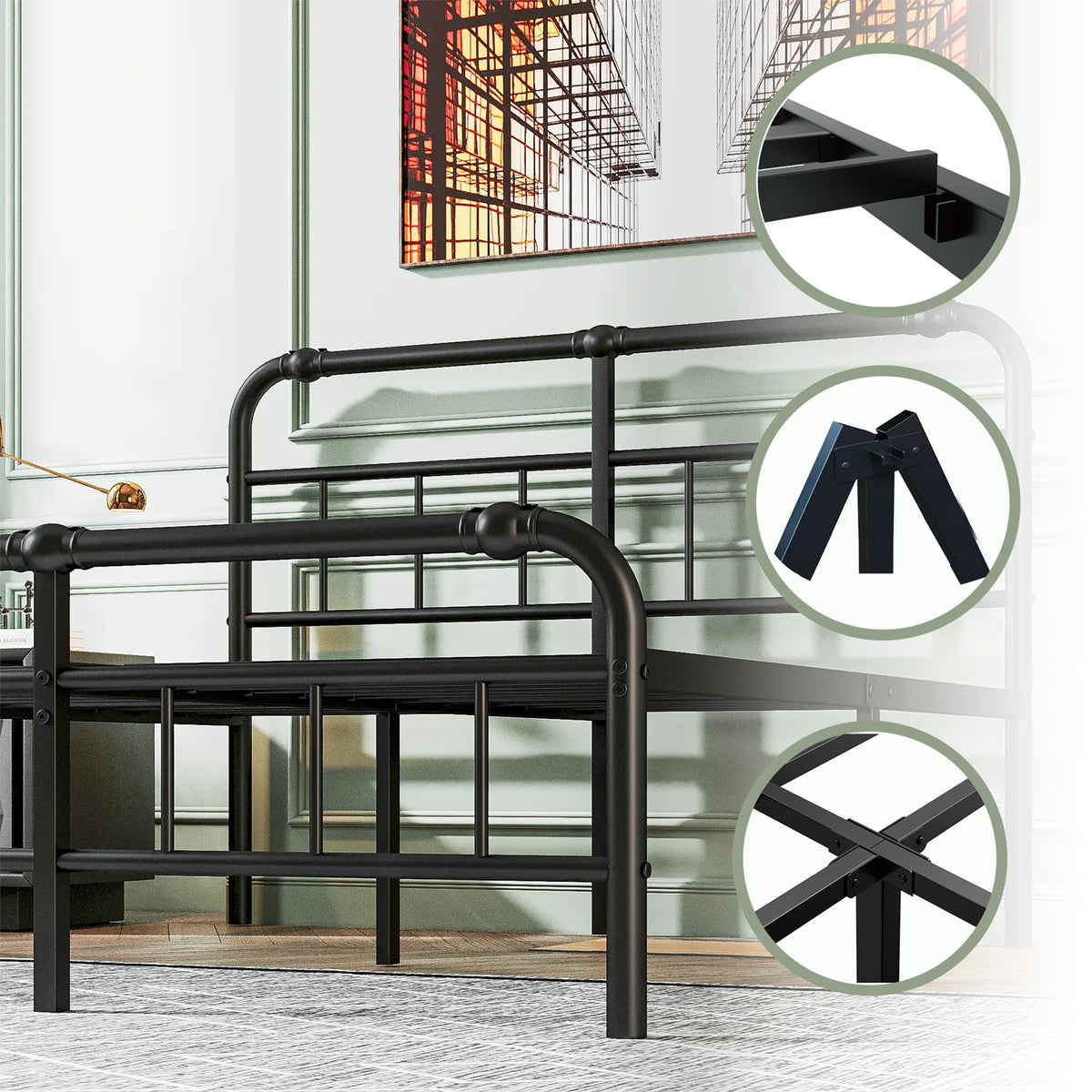 King Bed Frame with Headboard and Footboard X927805