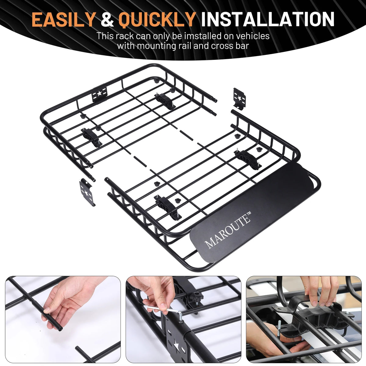 Roof Rack Carrier Basket Universal 51" X 36" X 5" Rooftop Cargo Carrier Basket T16474