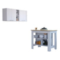 7-Shelf 4-Door 2-Piece Kitchen Set White and Light Oak E58982