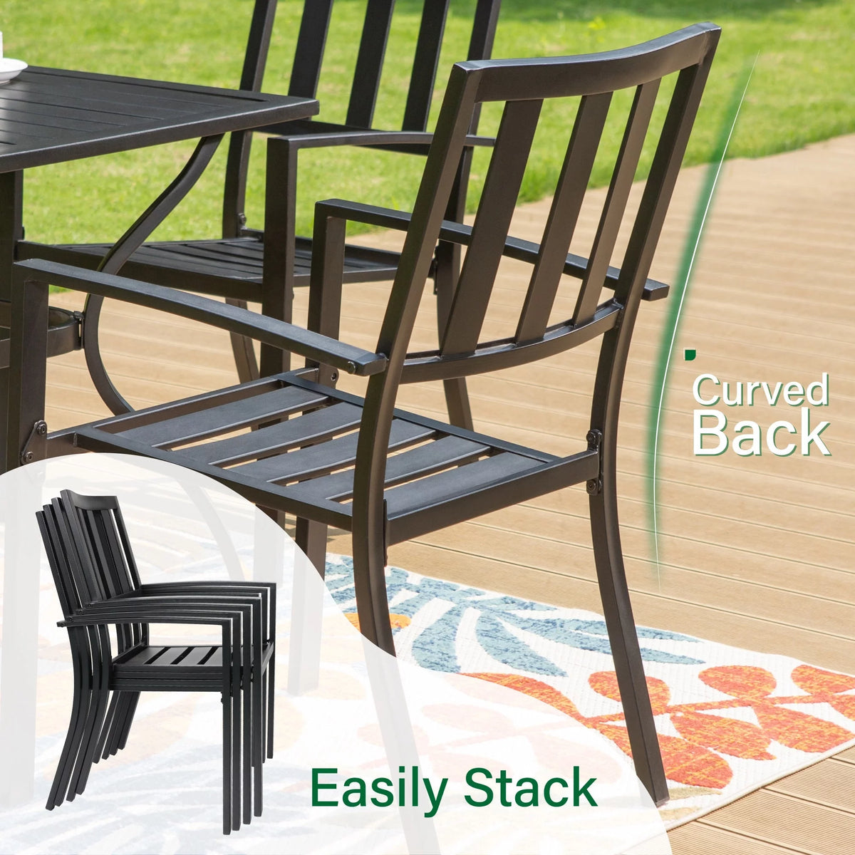 7 Piece Outdoor Patio Dining Set Metal Table and Chairs Q21887