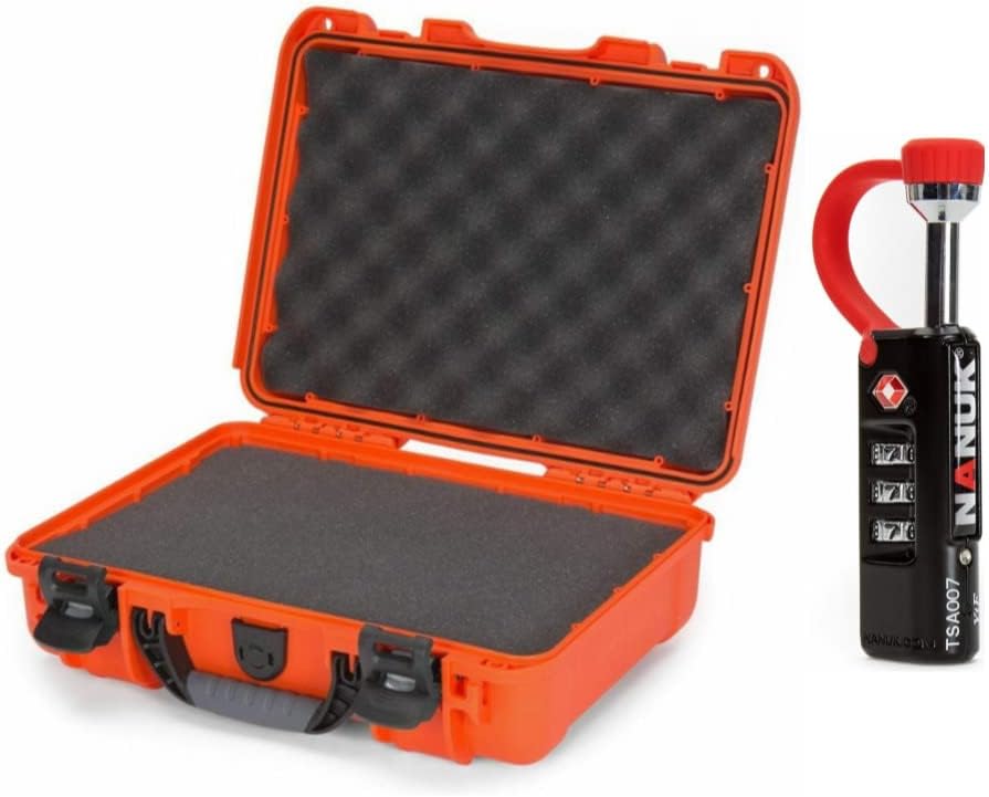 Waterproof Hard Case with Foam Insert (Orange) with TSA Approved Case Lock Z8035