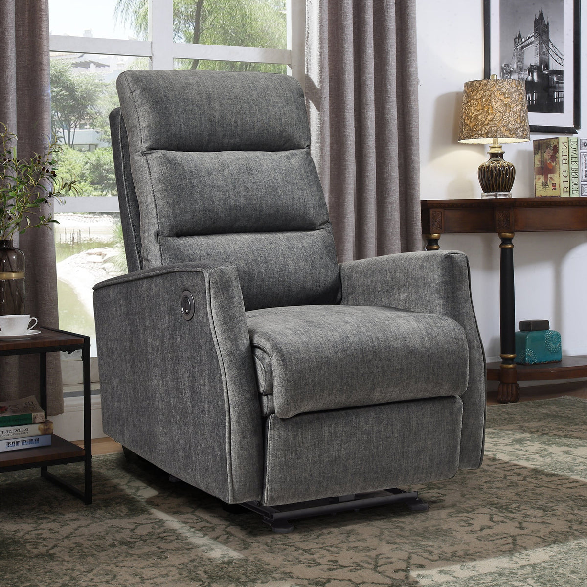 Gray Power Recliner Chair J3333
