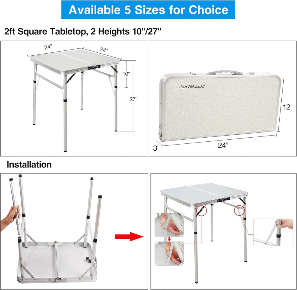 Small Folding Camping Table, 2ft Portable Aluminum Outdoor Table V185934