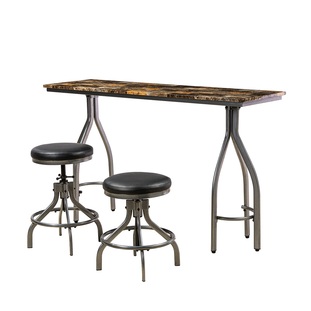3 Piece Dining Set with 2 Swivel Stools BROWN H56892