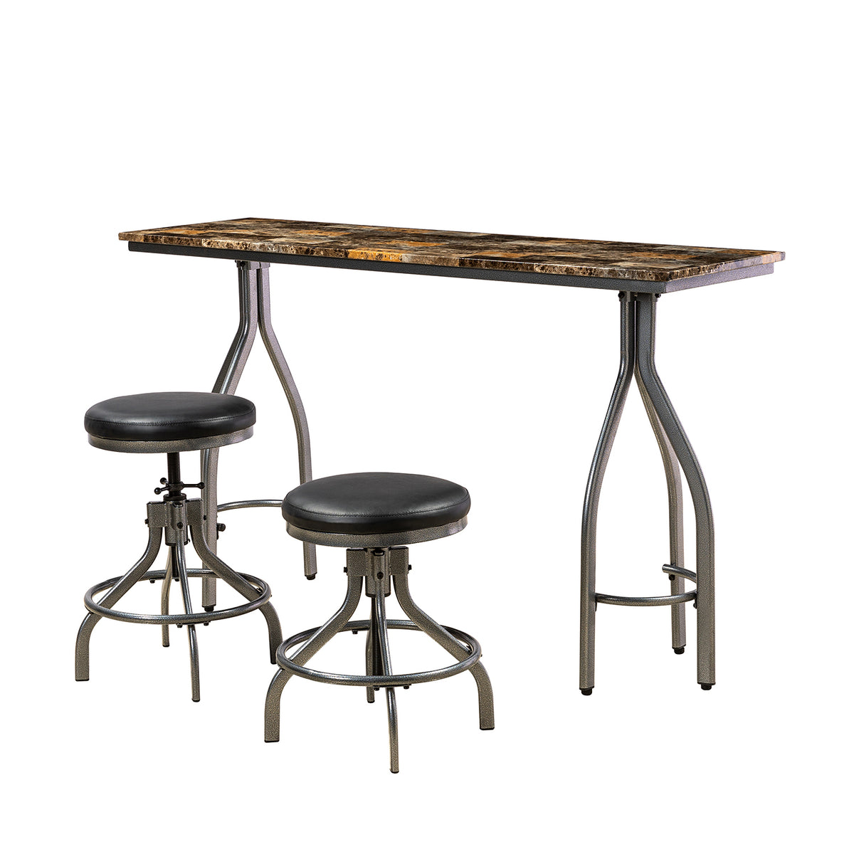 3 Piece Dining Set with 2 Swivel Stools BROWN H56892
