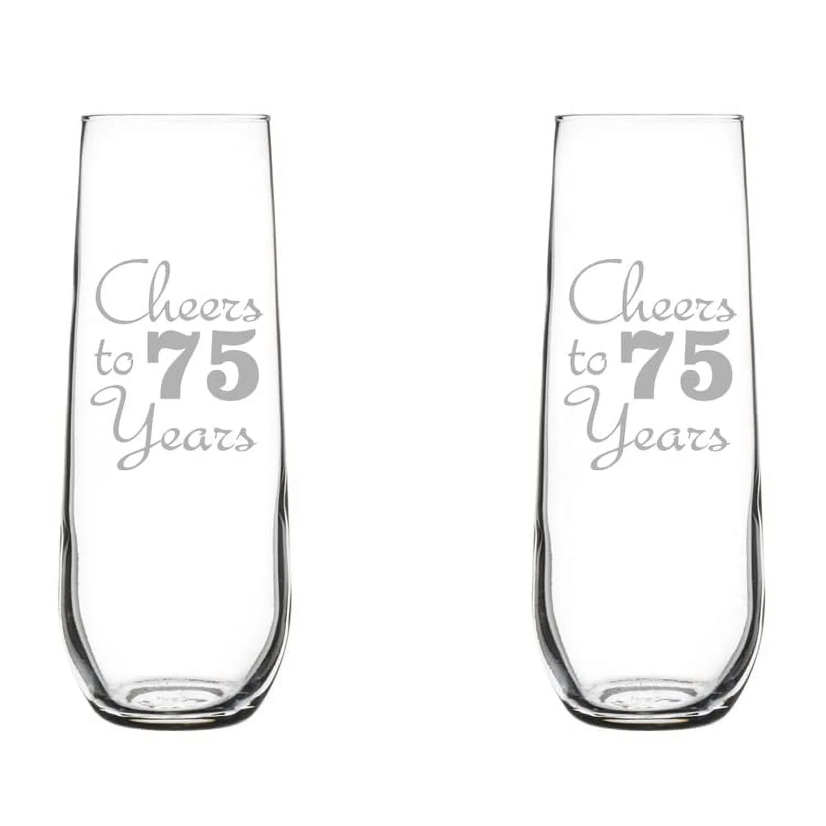 Set of 2 Stemless Glass Champagne Flutes 8.5 oz O156