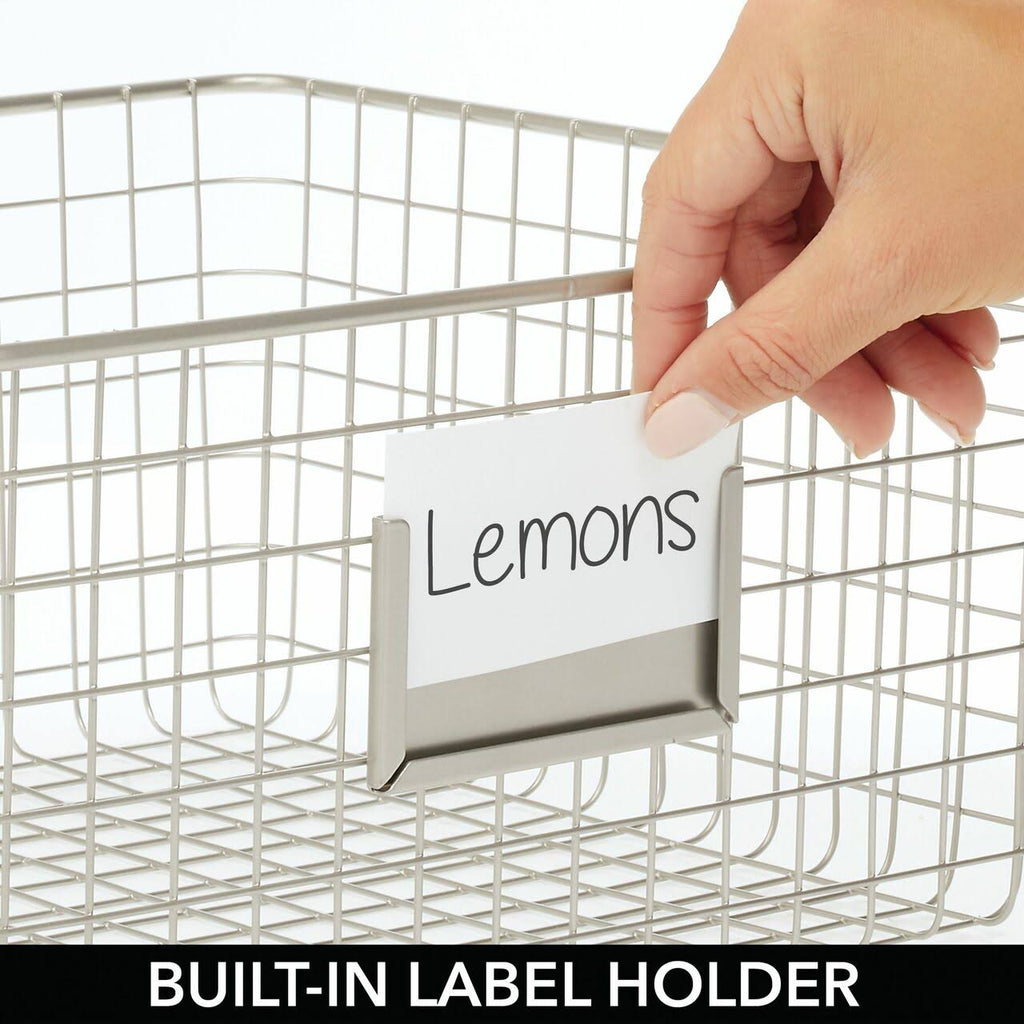 Metal Wire Food Organizer Storage Baskets with Label Slot P9604