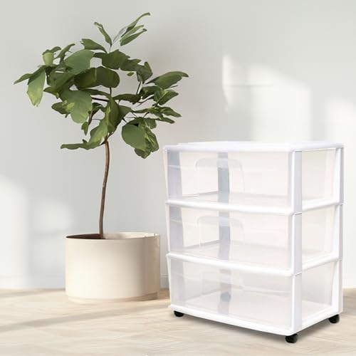 3-Tier Clear Plastic Storage Organizer Cart with Wheels D49133