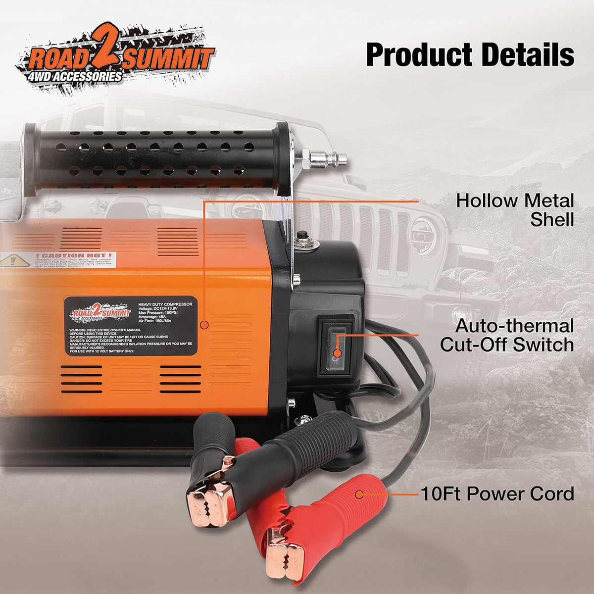 Heavy Duty Portable 12V Air Compressor Kit, Max 150PSI T26692
