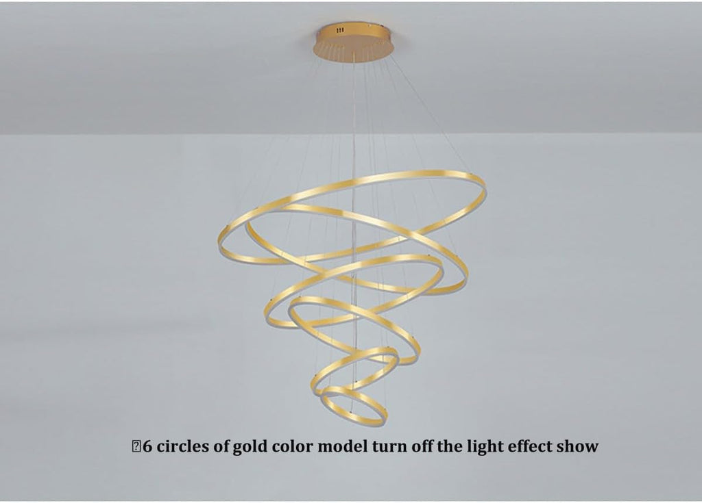 6 Rings Gold LED Chandelier with Remote Control Q655935