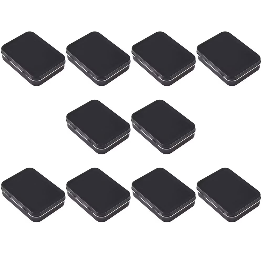 5 PCS Mini Rectangular Tin Storage Boxes with Lids Black J531