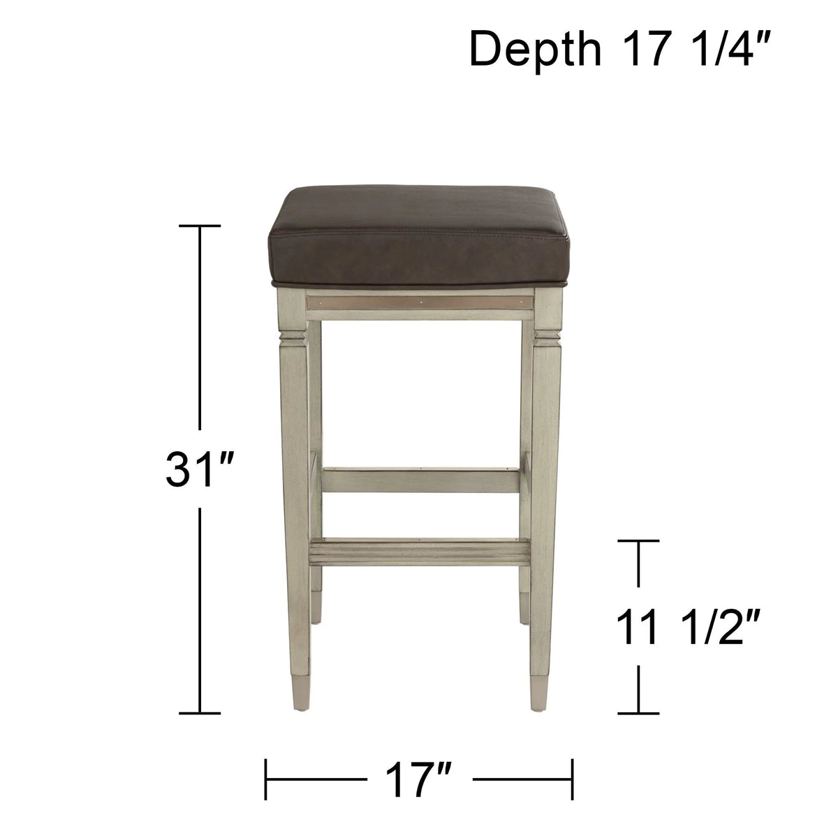 Wood Bar Stool Gray Faux Leather Footrest F2300