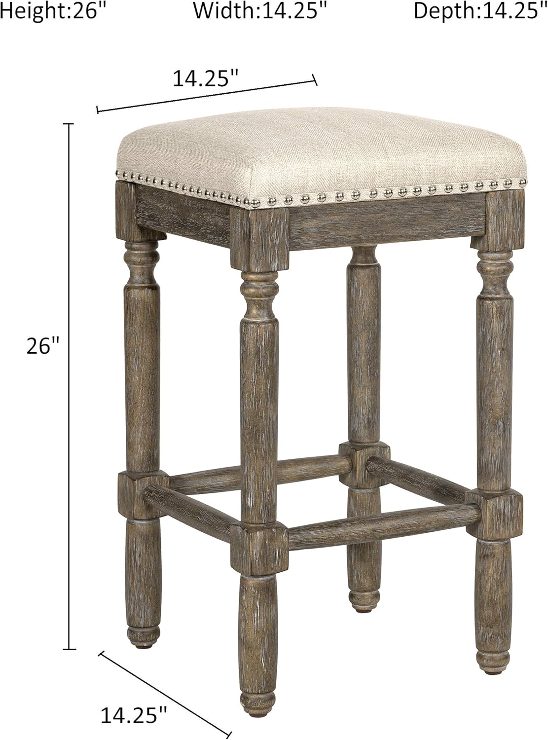 Taupe Barstool 26 Inch Seat Height Set of 1 X893913
