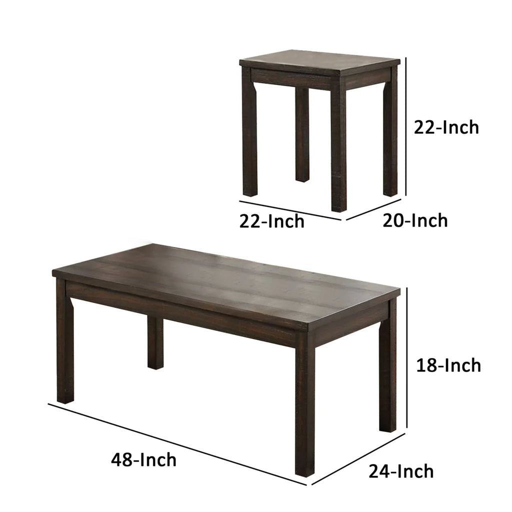 3 Piece Coffee Table and End Table Set Dark Brown W167597