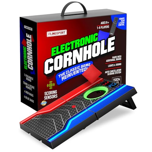 Electronic Cornhole Board Set with Auto Scoring and 8 Bean Bags O878821