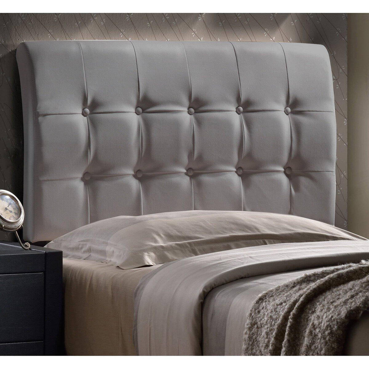 Gray Faux Leather Upholstered Queen Headboard V952958