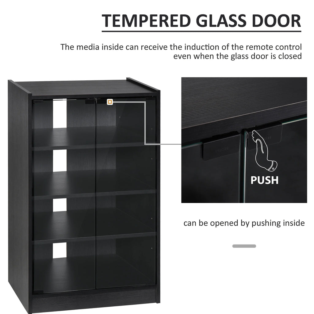 5-Tier Media Stand Cabinet with Adjustable Shelves & Tempered Glass E750587