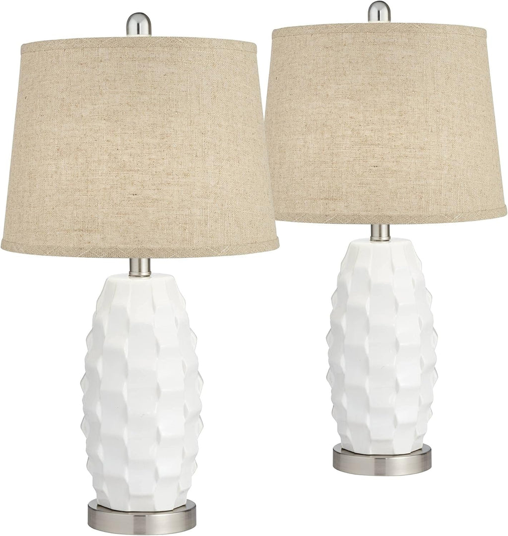 White Ceramic Table Lamps Set of 2 X9940
