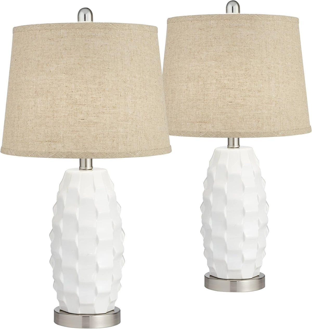 White Ceramic Table Lamps Set of 2 X9940