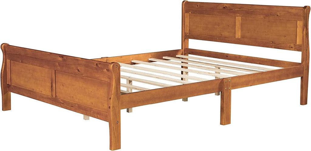 Queen Size Wood Platform Bed Frame with Headboard H459529