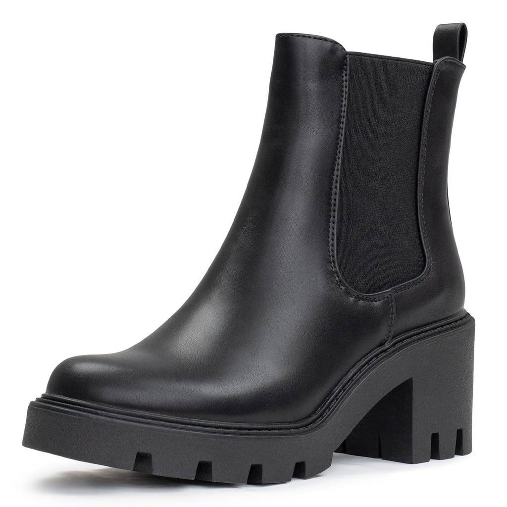 Black Chunky Platform Chelsea Boots T225